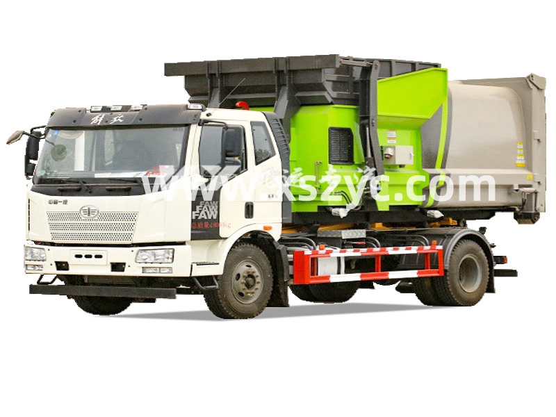 解放14-15立方大型拉勾臂垃圾車(chē)